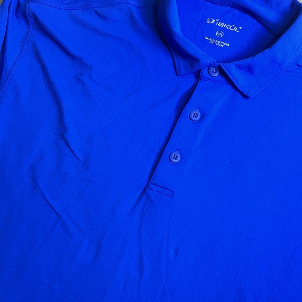 IBKUL Polo Shirt Mens 2XL Blue Short Sleeve UPF 50+ Golf Pullover Pickleball